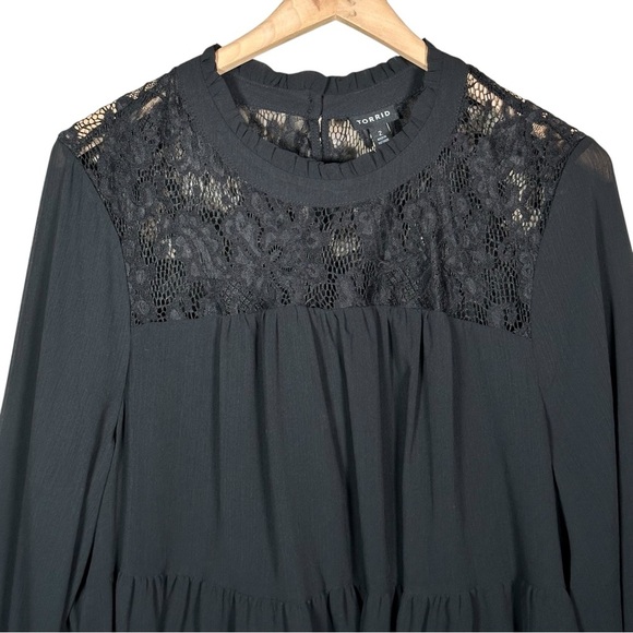 TORRID Black Lace Chiffon Overlay Blouse - Picture 9 of 15